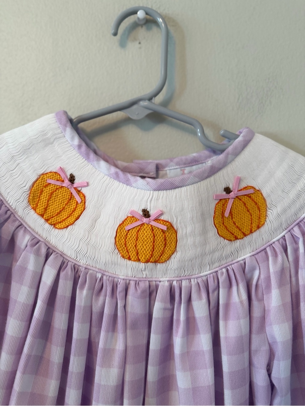 Lillie & Lilah Lilac Gingham Pumpkin Smocked Dress - Picture 2 of 3